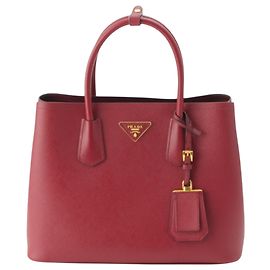Borsa Double Saffiano Cuir rossa Prada Medium