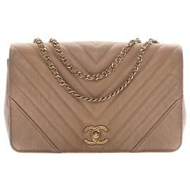 Borsa a tracolla Chanel Medium Chevron Iridescent Caviar oro