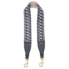 Correa para bolso de lona bordada Dior Oblique azul