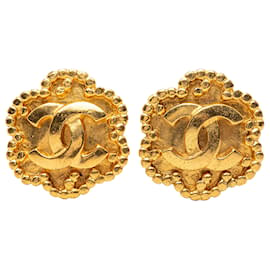 Orecchini a clip Chanel CC fiore placcati oro