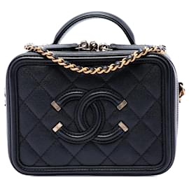 Borsa vanity Chanel Small Caviar CC Filigree nera