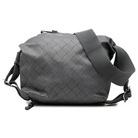 Borsa a tracolla trekking in nylon Intrecciato grigio Bottega Veneta