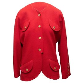 Vintage Red Chanel Boutique Wool Jacket Size US L