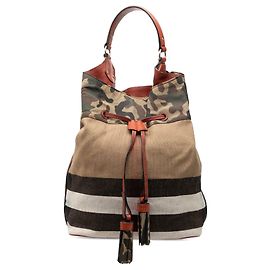 Borsa bucket Susanna in tela Mega Check camouflage marrone Burberry
