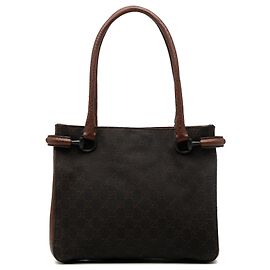 Borsa a tracolla in denim Gucci GG marrone