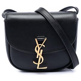 Piccola borsa a tracolla Kaia in pelle nera con monogramma Saint Laurent