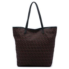 Brown Fendi Zucchino Canvas Tote
