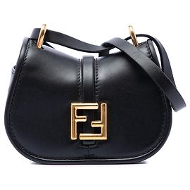 Borsa a tracolla Fendi Nano Leather FF C mon nera