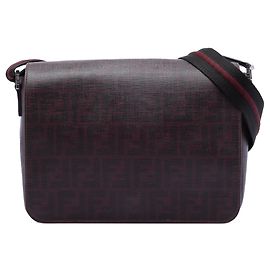 Borsa a tracolla con patta Fendi Zucca Spalmati marrone