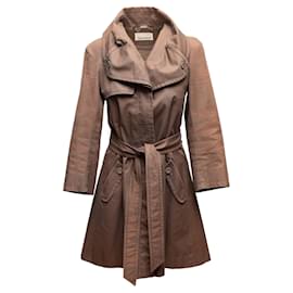 Brauner Hussein Chalayan Baumwoll-Trenchcoat mit Gürtel Größe IT 38