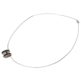 Black Hermès Enamel Pop H Pendant Necklace