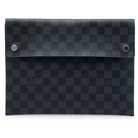 Clutch Louis Vuitton Damier Graphite Alpha Triple Pochette nera