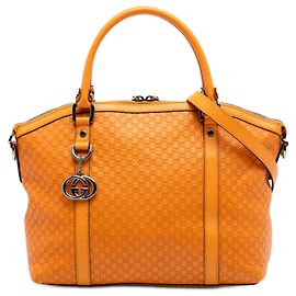 Borsa satchel Orange Gucci Medium Microguccissima GG Charm Dome