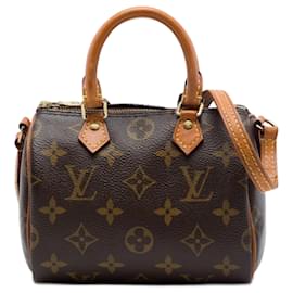 Borsa Louis Vuitton Monogram Nano Speedy Bandouliere marrone