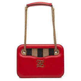 Borsa a tracolla Fendi in vitello rosso Vitello King Nubuck Pequin Karligraphy Pocket