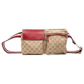 Gucci GG Canvas Web Gürteltasche in Beige