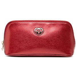 Pochette cosmetica Lovely in pelle di vitello metallizzata rossa Gucci