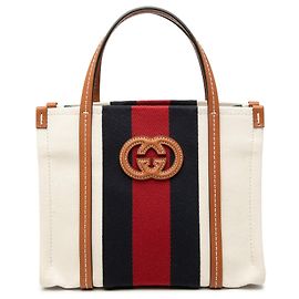 Borsa Tote Gucci Mini Canvas Interlocking G Web beige