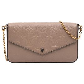 Beige Louis Vuitton Monogram Empreinte Pochette Crossbody Bag Umhängetasche