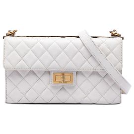 Borsa a tracolla Chanel Reissue 2.55 Rita Flap in pelle di capra trapuntata bianca, taglia Medium