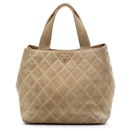 Borsa Shopping Chanel Mini CC in scamosciato trapuntato beige