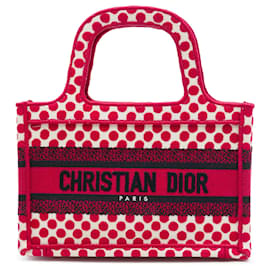 Mini Book Tote DiorAmour in tela ricamata con pois rossi Dior