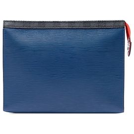 Clutch Louis Vuitton Epi Pochette Voyage MM Blu