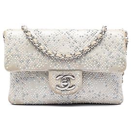 Borsa a tracolla Chanel Mini Suede Beaded Mineral Nights Flap Beige