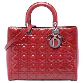 Borsa Lady Dior Large in vernice cannage rosso