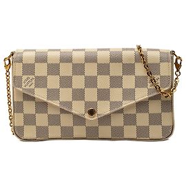 Weiße Louis Vuitton Damier Azur Pochette Felicie Umhängetasche