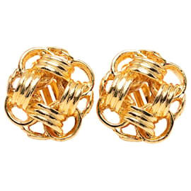 Orecchini a clip Chanel CC placcati oro con nodo