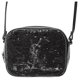 Borsa a tracolla con paillettes Blogger nera Saint Laurent