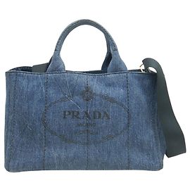 Borsa Prada in denim Canapa blu con logo