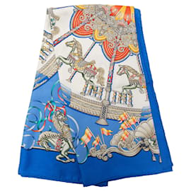 Sciarpa in seta Hermès Luna Park Blue 90