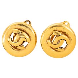 Orecchini a cerchio Chanel CC placcati oro