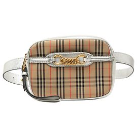 Borsa a tracolla Burberry Haymarket Check Canvas 1983 beige