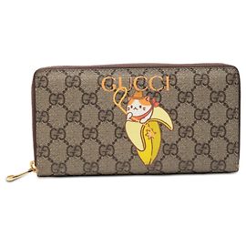Lange Brieftasche beige Gucci BNF GG Supreme Bananya Zip Around