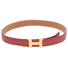 Roter Hermes Ledergürtel mit Logo Größe US S - Hermès