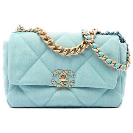 Borsa Chanel 19 in denim blu, taglia Medium