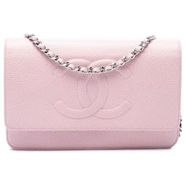Borsa a tracolla Chanel CC Caviar rosa