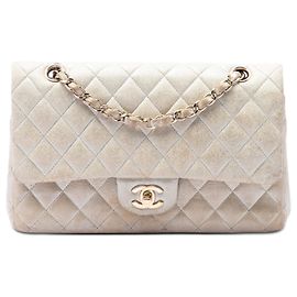 Borsa a Spalla Chanel Medium Classic Iridescent Lambskin Double Flap Oro