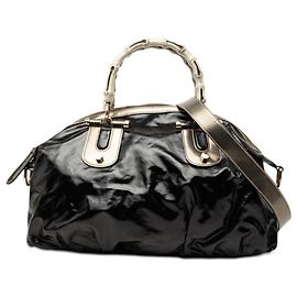Borsa Gucci Coated Canvas Bamboo Dialux Pop nera