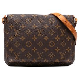 Borsa a tracolla marrone Louis Vuitton Monogram Musette Tango Short Strap
