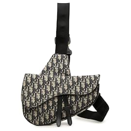 Blue Dior Oblique Canvas Saddle Crossbody