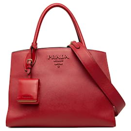 Roter Prada Medium Saffiano Monochrome Top Handle Tote Satchel