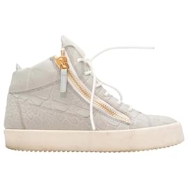 High-Top-Sneaker Giuseppe Zanotti mit Krokoprägung in Grau Größe 37.5