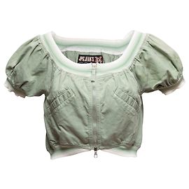 Jean Paul Gaultier Top a maniche a sbuffo Mint JPG Jean's Short Taglia US 8