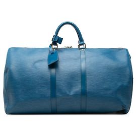 Borsa da viaggio Blue Louis Vuitton Epi Keepall 55