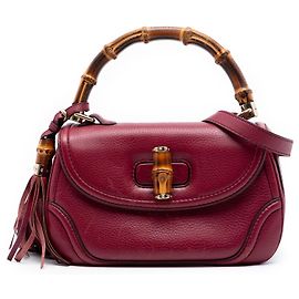 Borsa satchel Gucci New Bamboo in pelle rossa misura Medium