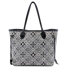 Borsa Tote Neverfull MM in jacquard Monogram Louis Vuitton nero Since 1854